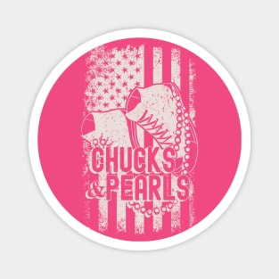 Vintage Chucks and Pearls American Flag Magnet